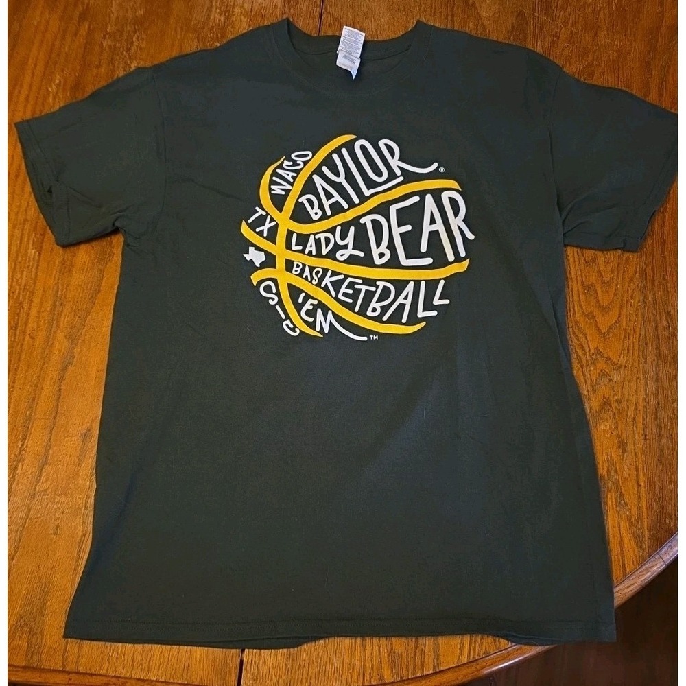 Gildan Baylor Lady Bears Basketball T-Shirt Women's Large Green Graphic Tee
